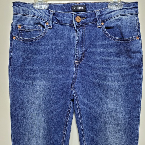 Kidpik Girls Blue Skinny Jeans Whiskering Five Pockets Medium Wash Size 16 - Picture 2 of 10
